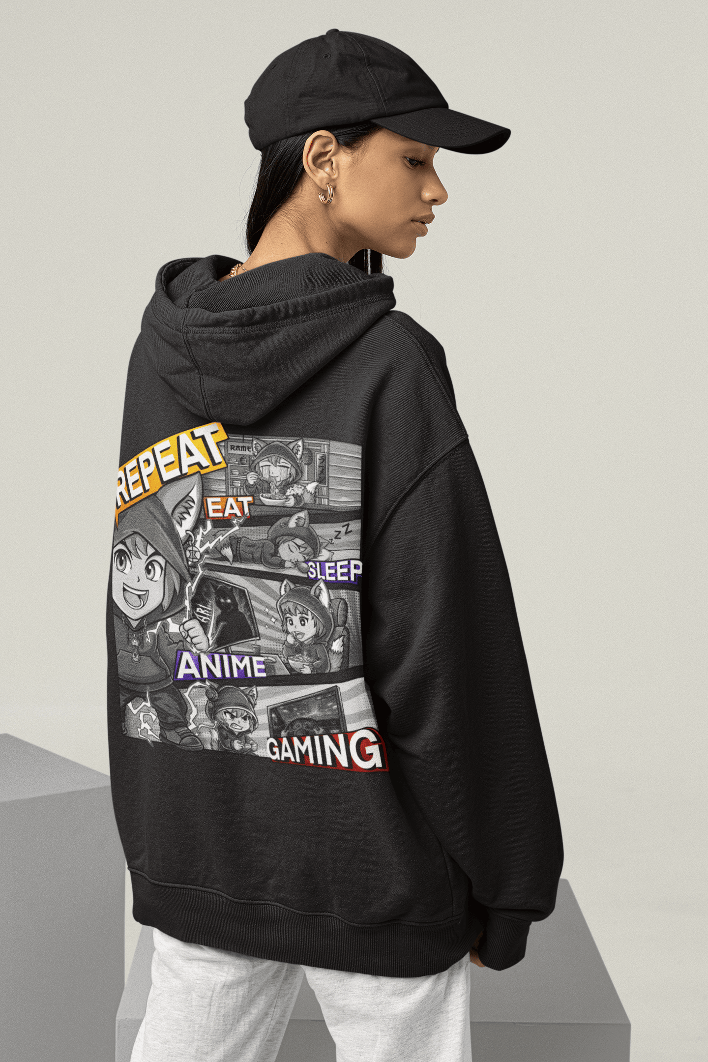 Oversized Hoodie – E.S.A.G.R. Black/White